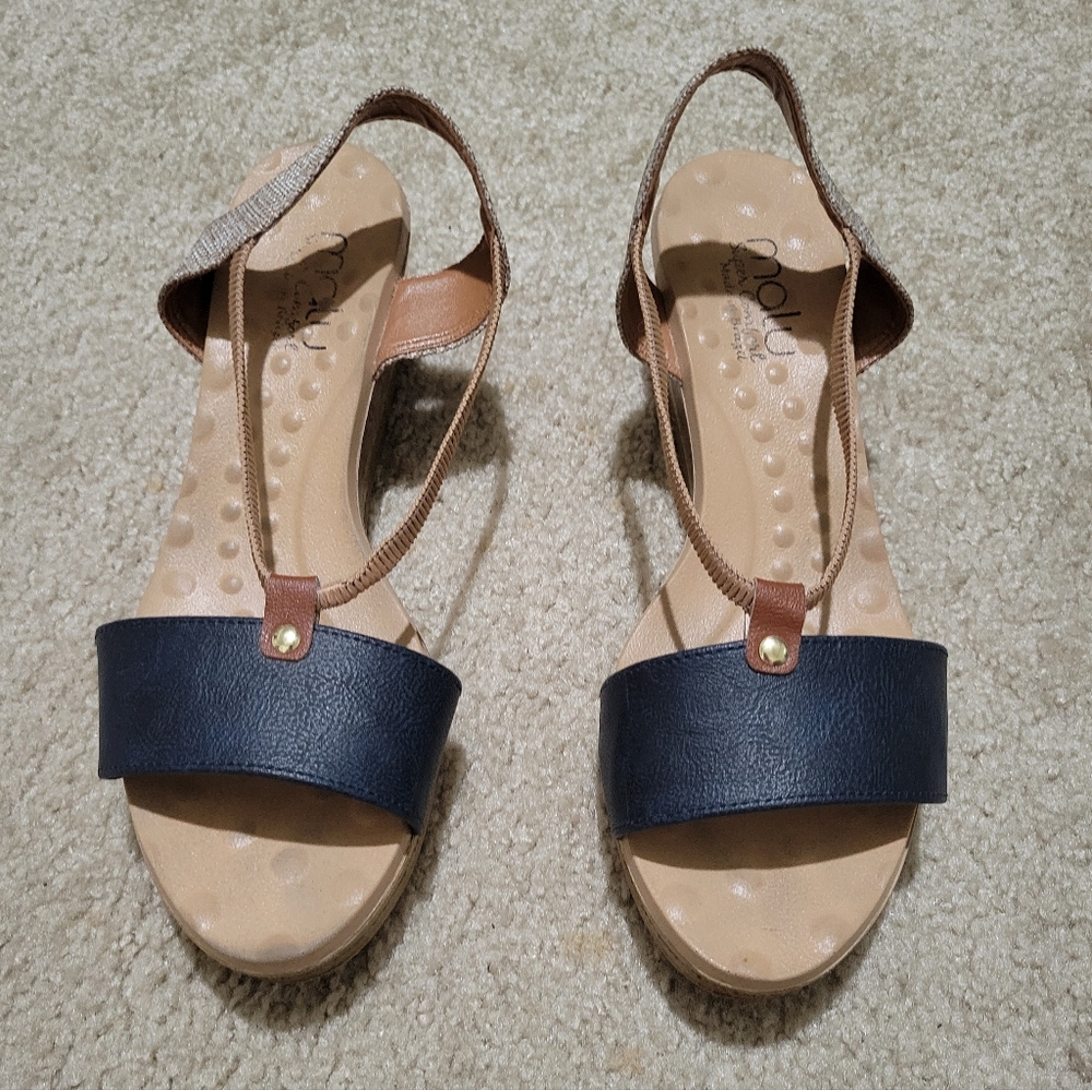Navy and Tan Women's Sandals by Modu